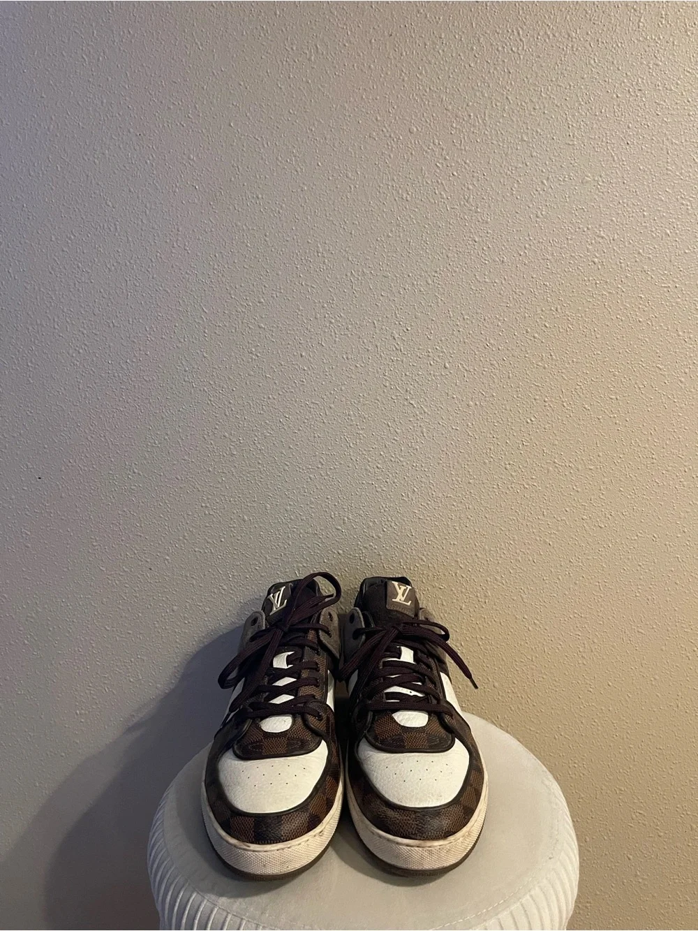 Louis Vuitton Brown, White & Gray Low-Top Sneakers